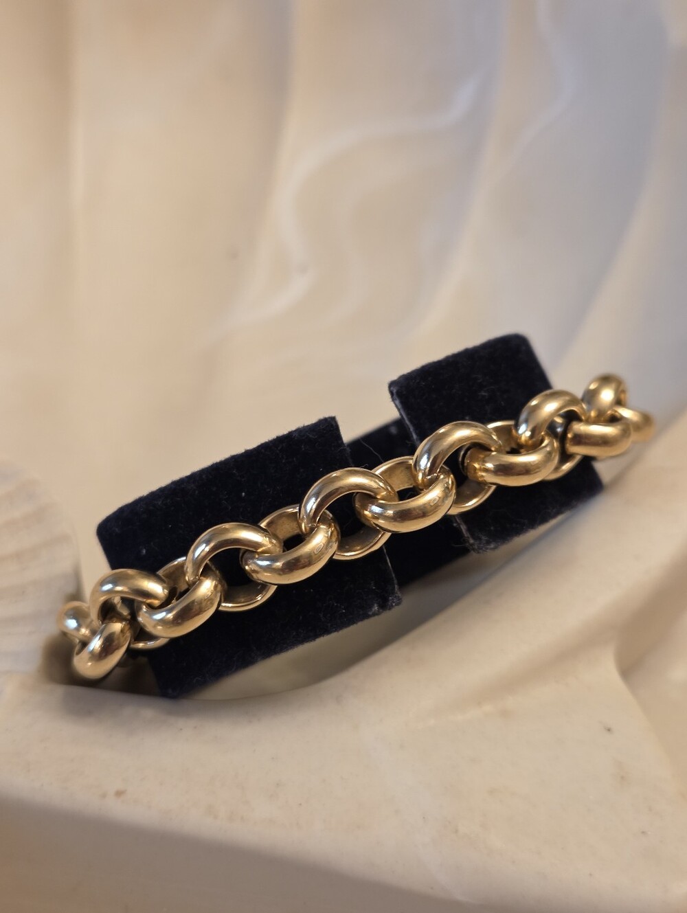 Heavy Solid 18k Yellow Gold Rolo Link Bracelet By UNOAERRE - Picture 3 of 10
